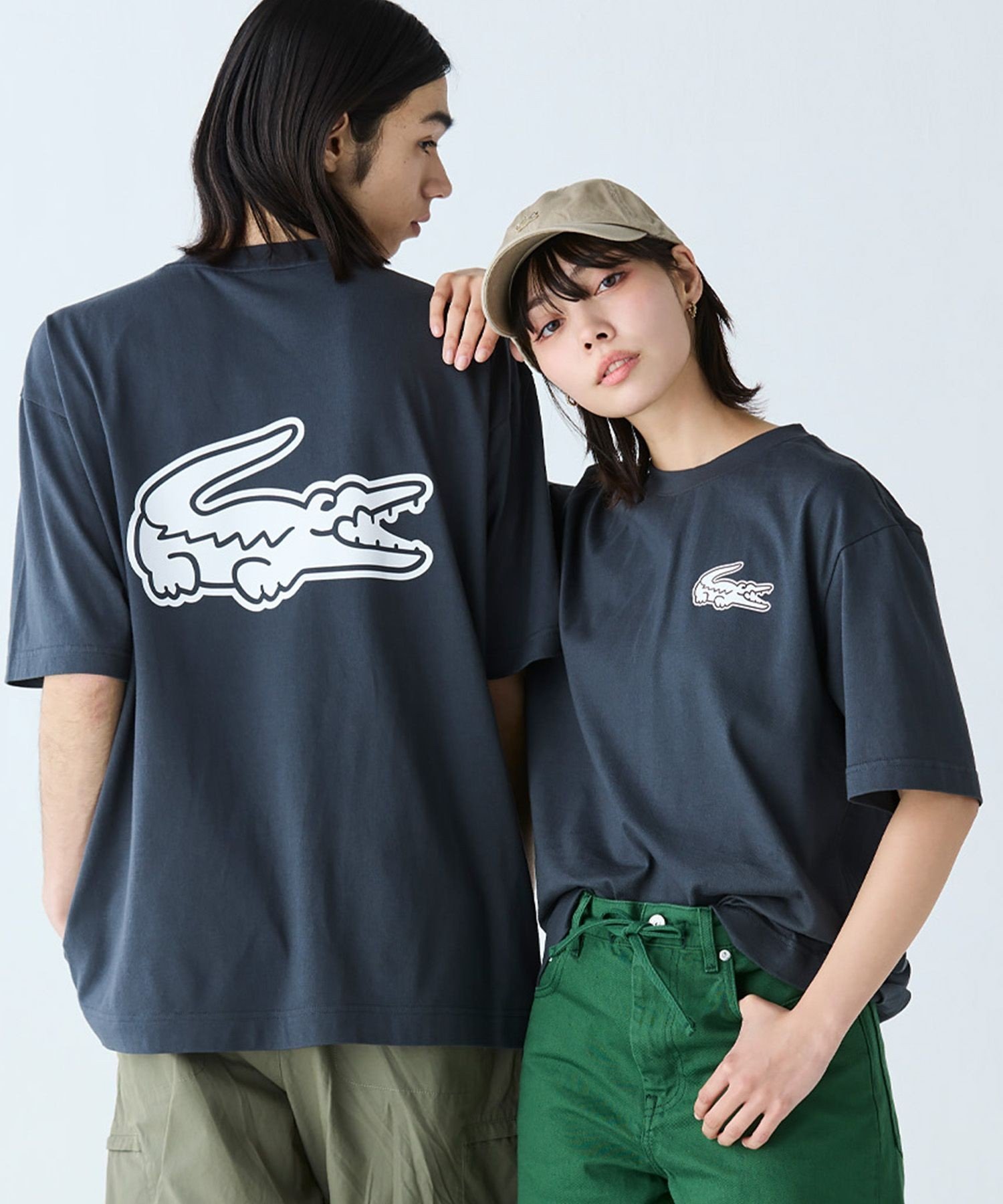 Футболка LACOSTE с увеличенным принтом на спине, Charcoal