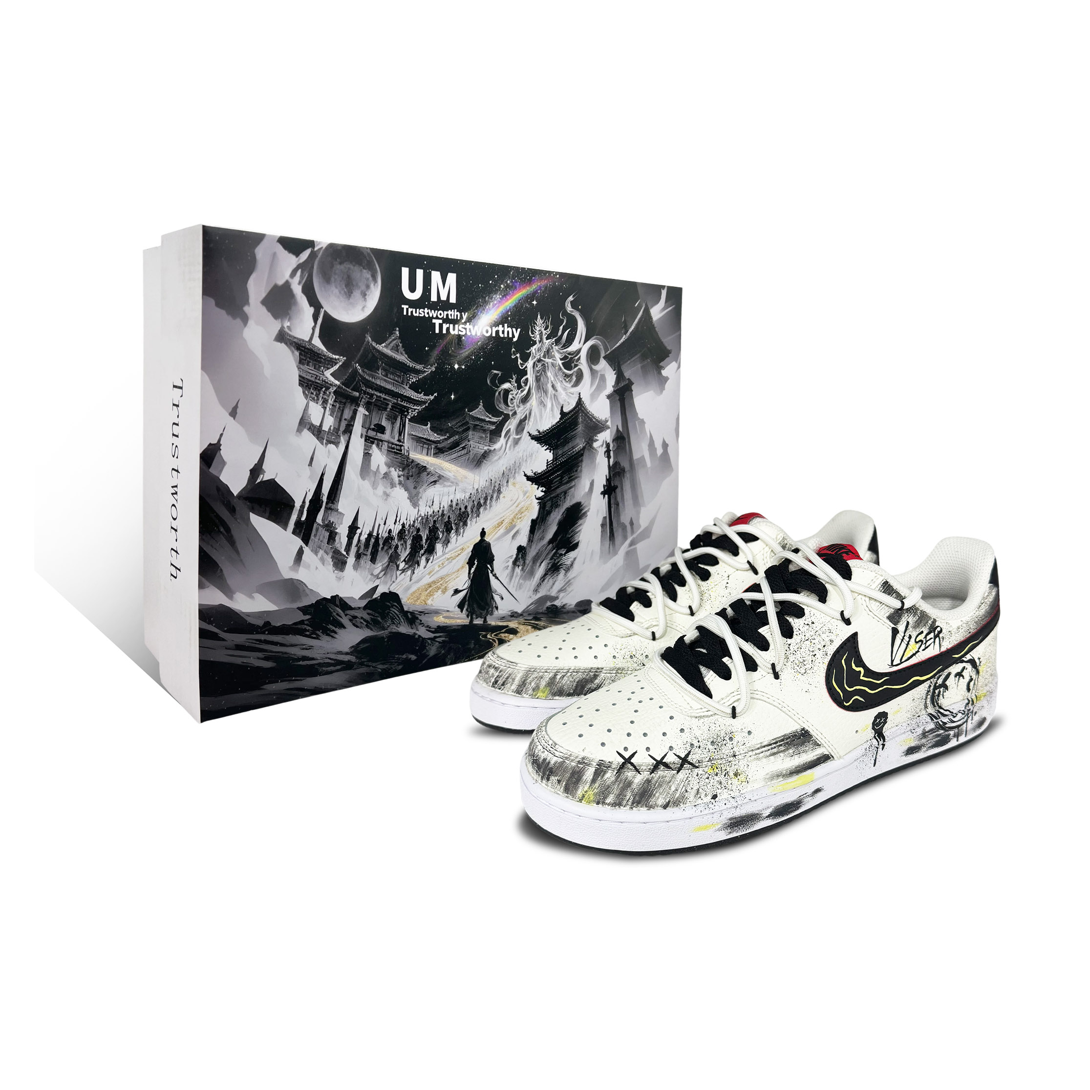 

Nike Кроссовки для скейтборда Court Vision 1 Sky Drawing Coverage Low Top, бежевые, мужские
