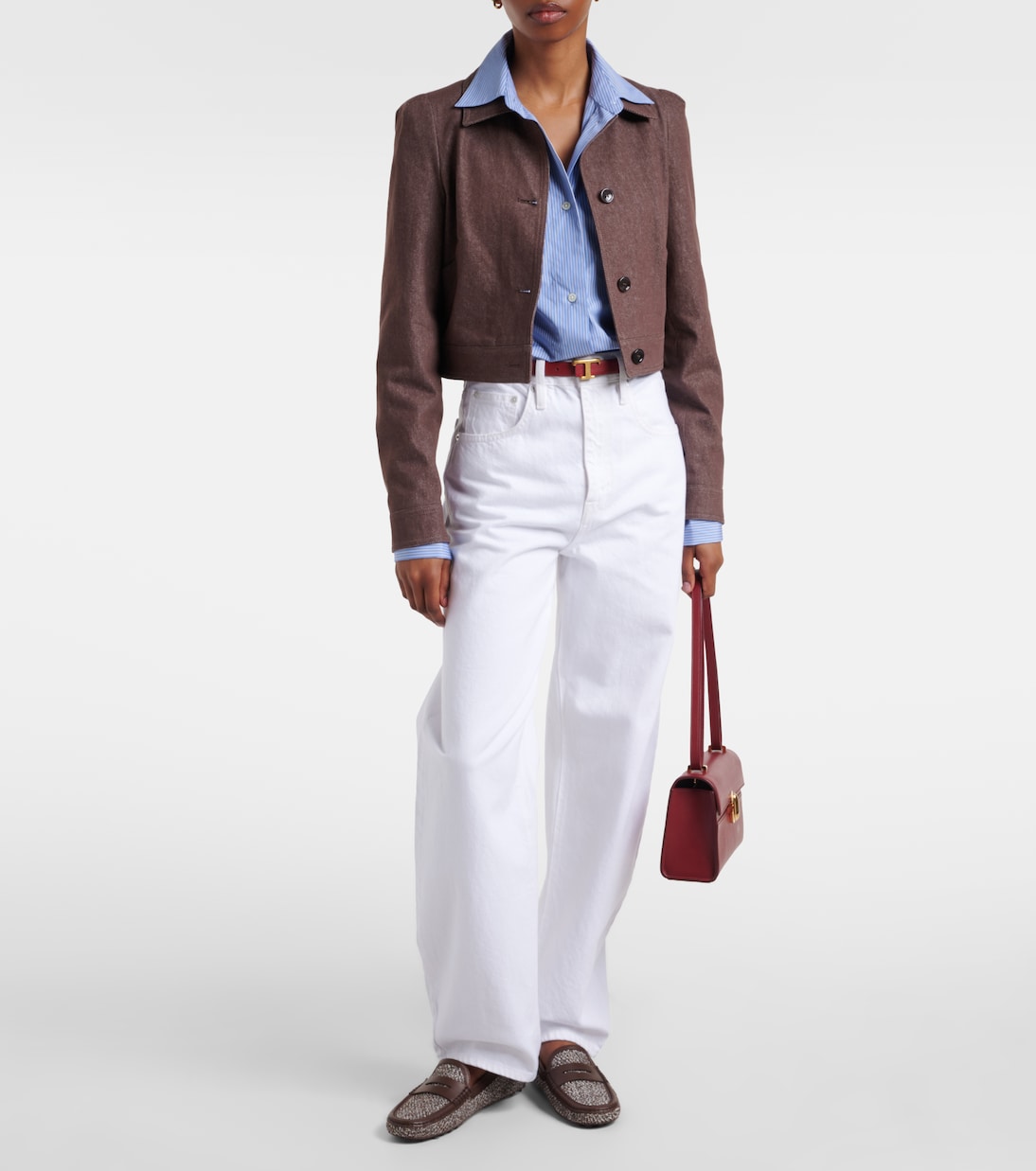 Водительские туфли из твида с отделкой из кожи Gommino Tod's, Palissandro+Marrone Africa — фото 3
