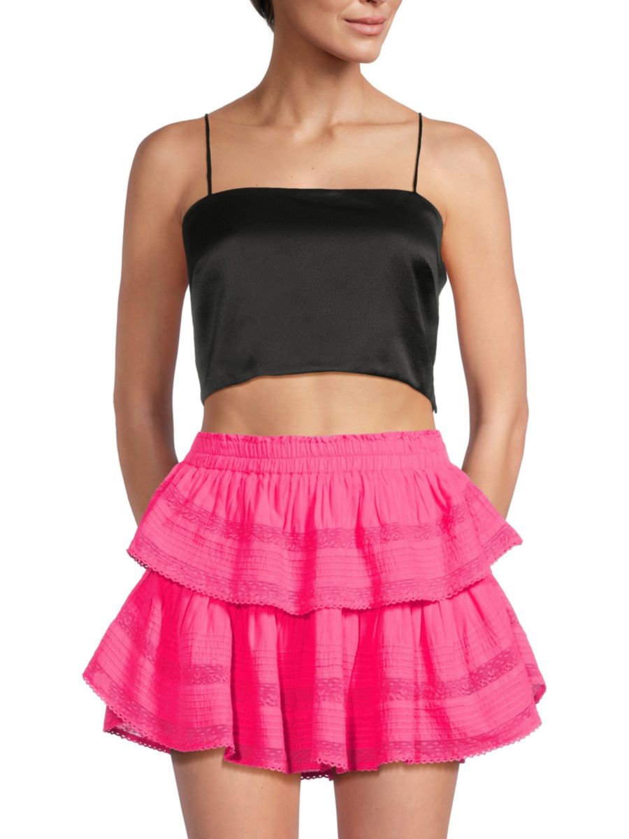 

Шелковый укороченный топ Roseanna Bow LoveShackFancy, черный