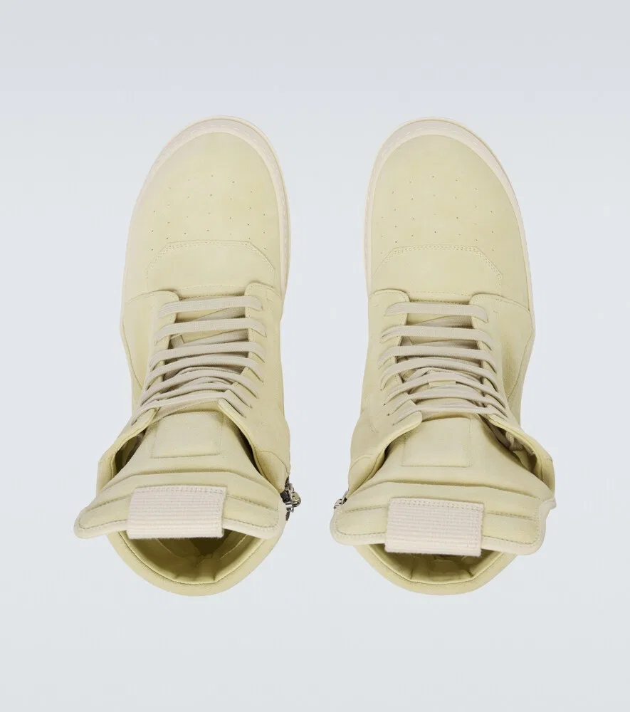 Высокие замшевые кроссовки Geobasket Rick Owens, желтый — фото 4