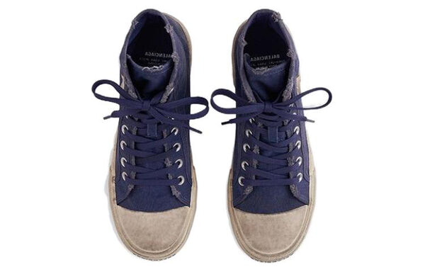 Кроссовки paris low top sneakers 'indigo destroyed cotton and white rubber' Balenciaga, синий — фото 4