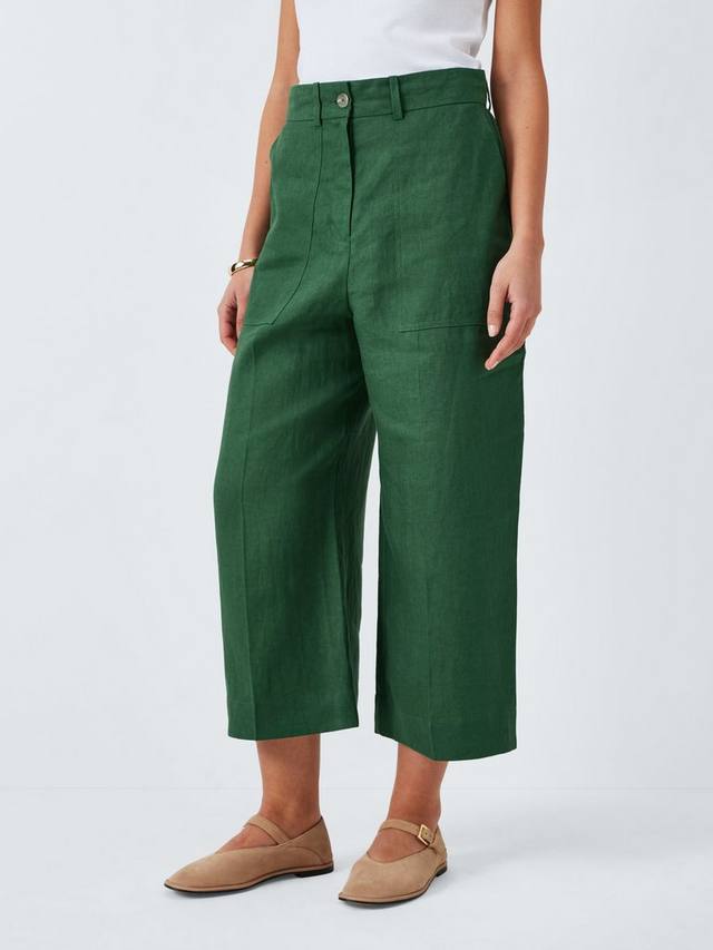 

Укороченные льняные брюки John Lewis, цвет Myrtle Green