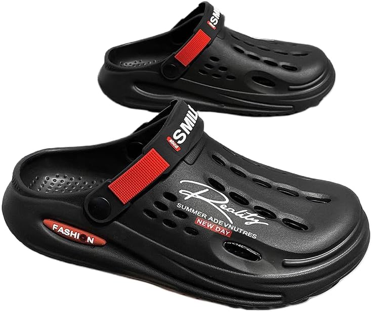 

Мужские модные дышащие слипоны-клоги - удобная подошва против скольжения, летние пляжные сандалии с толстой платформой для дома, улицы и сада Hchctry, черный