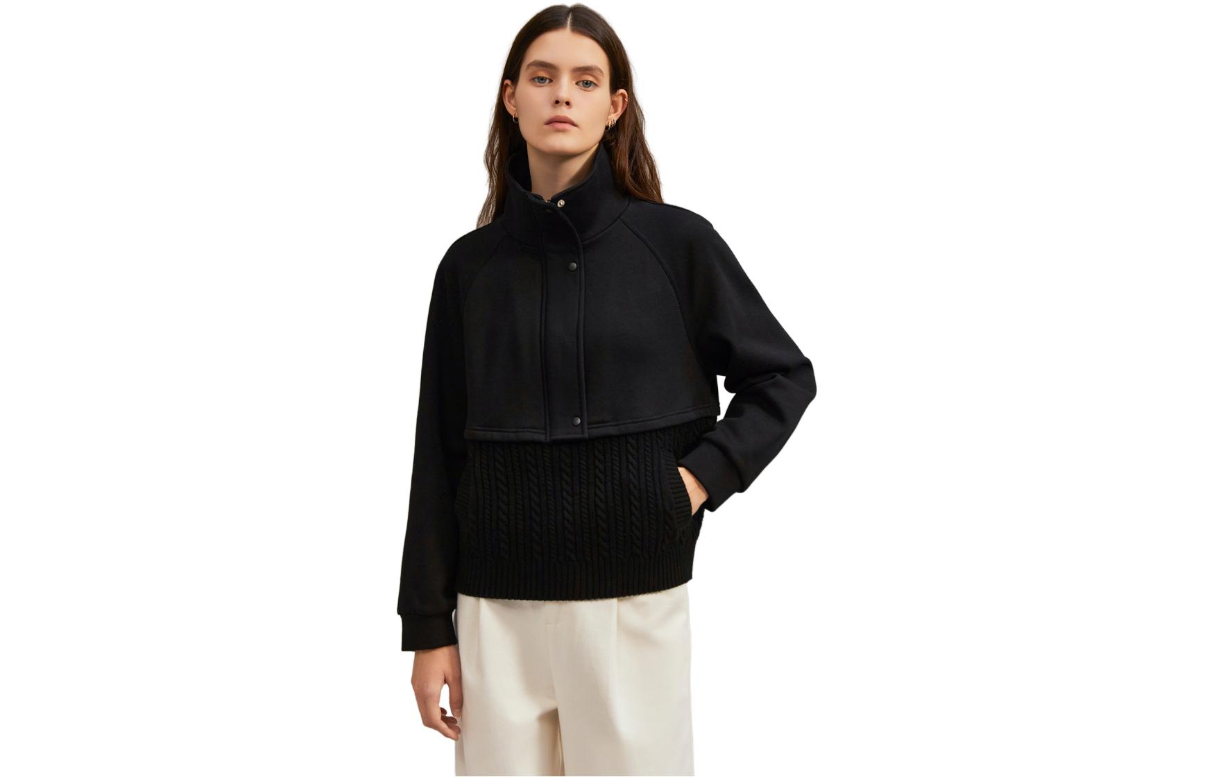 

Свитшот женский с воротником стойкой Moderate Others ELLE, черный