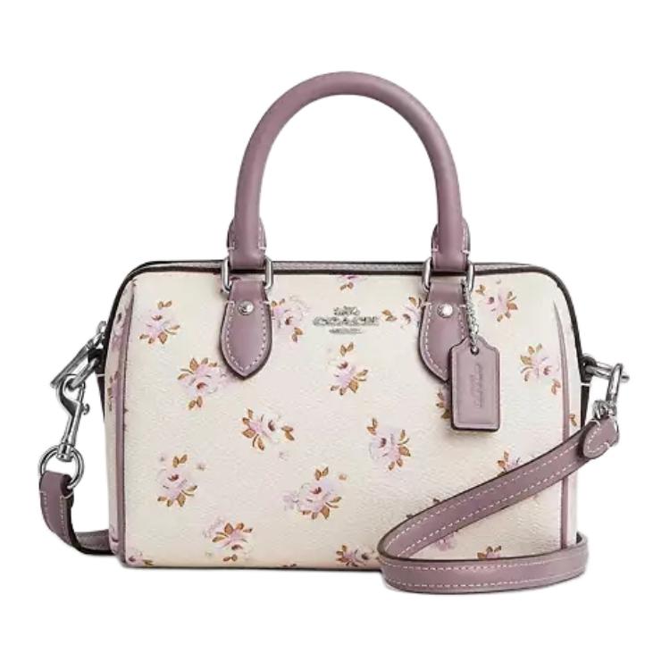 

COACH Роуэн Миниатюрная женская сумка через плечо из текстиля с покрытием мелом белого цвета