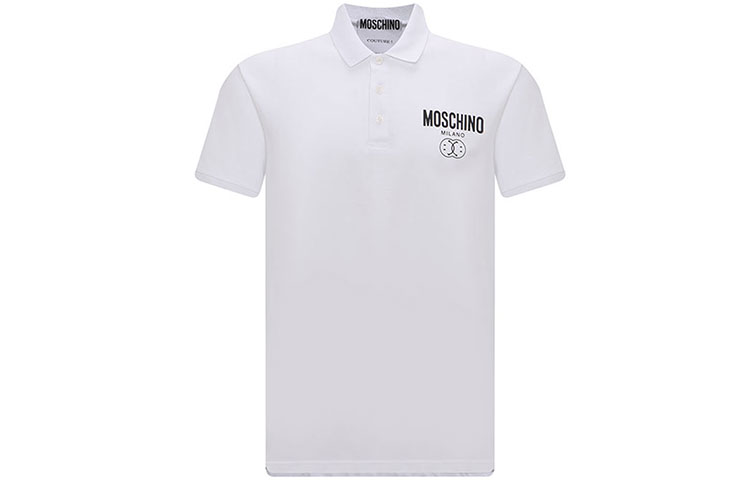 

Поло с коротким рукавом и принтом логотипа MOSCHINO, белый
