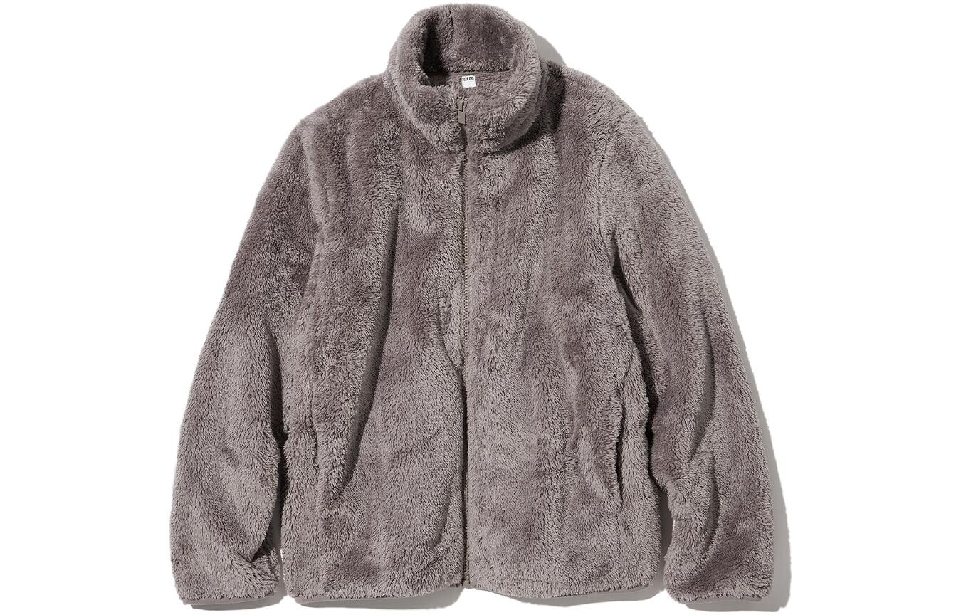 

Пушистая флисовая куртка на молнии Uniqlo, коричневый