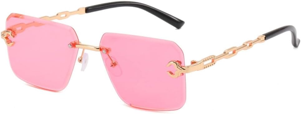 

Женские солнцезащитные очки квадратной формы без оправы, модные солнцезащитные очки с тонировкой без оправы, роскошные очки для мужчин с защитой от УФ-излучения UV400 LVTFCO, Pink