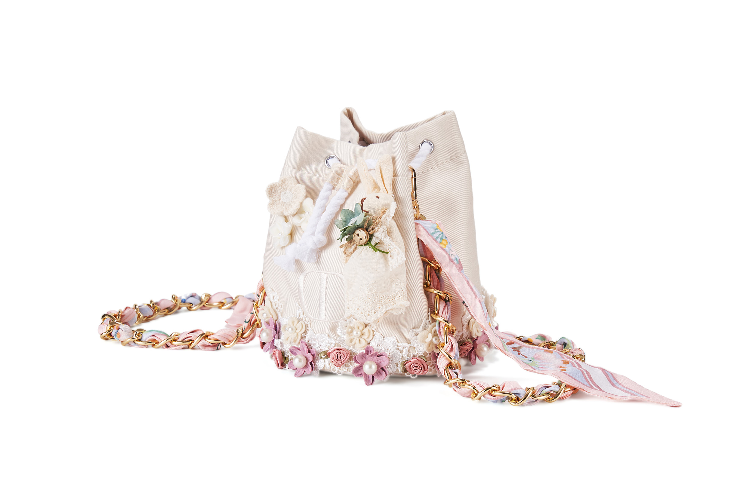 DIOR Индивидуальная косметичка creation singularity, ravishing, summer, storage, canvas bucket bag, коричнево-розовая — фото 3