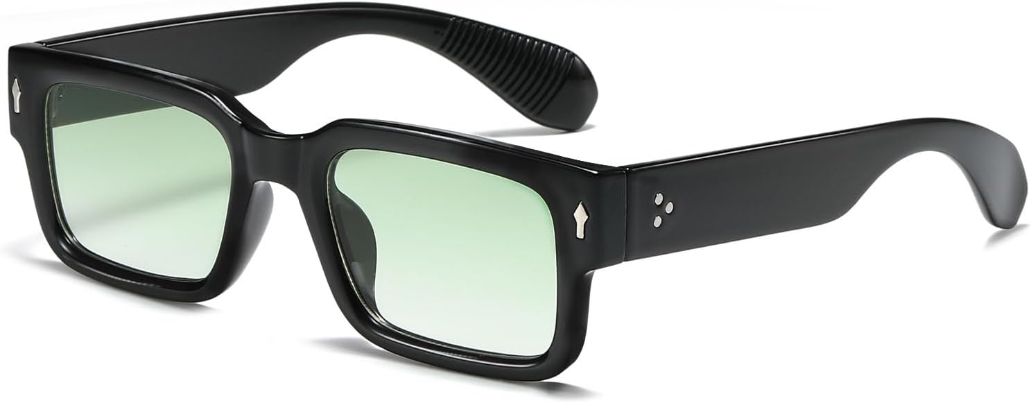 

Классические квадратные солнцезащитные очки для женщин и мужчин. Модные солнцезащитные очки в толстой прямоугольной оправе, массивные черные очки SUNBSR, Black/Gradient Green