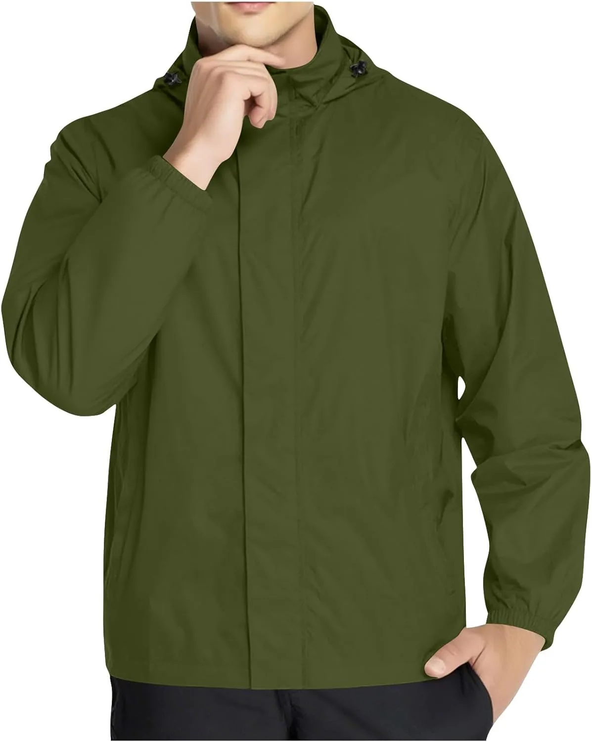 Мужская легкая велосипедная куртка, водонепроницаемая, для походов, альпинизма, дождевик с капюшоном, тренч, ветровка с длинным рукавом generic, зеленый