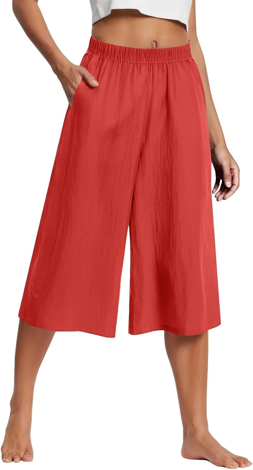 

Капри для женщин Plus Size, летние, льняные, с эластичным поясом и карманами Bakgeerle