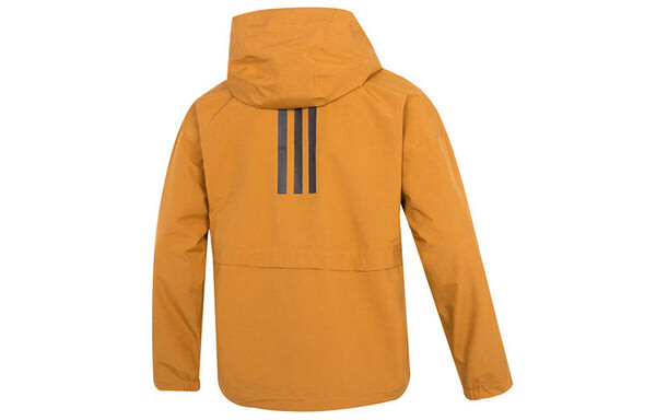 Куртка Men's adidas Traveer Rr J Athleisure Casual Sports Woven Logo Stripe Hooded Jacket Yellow, желтый — фото 2