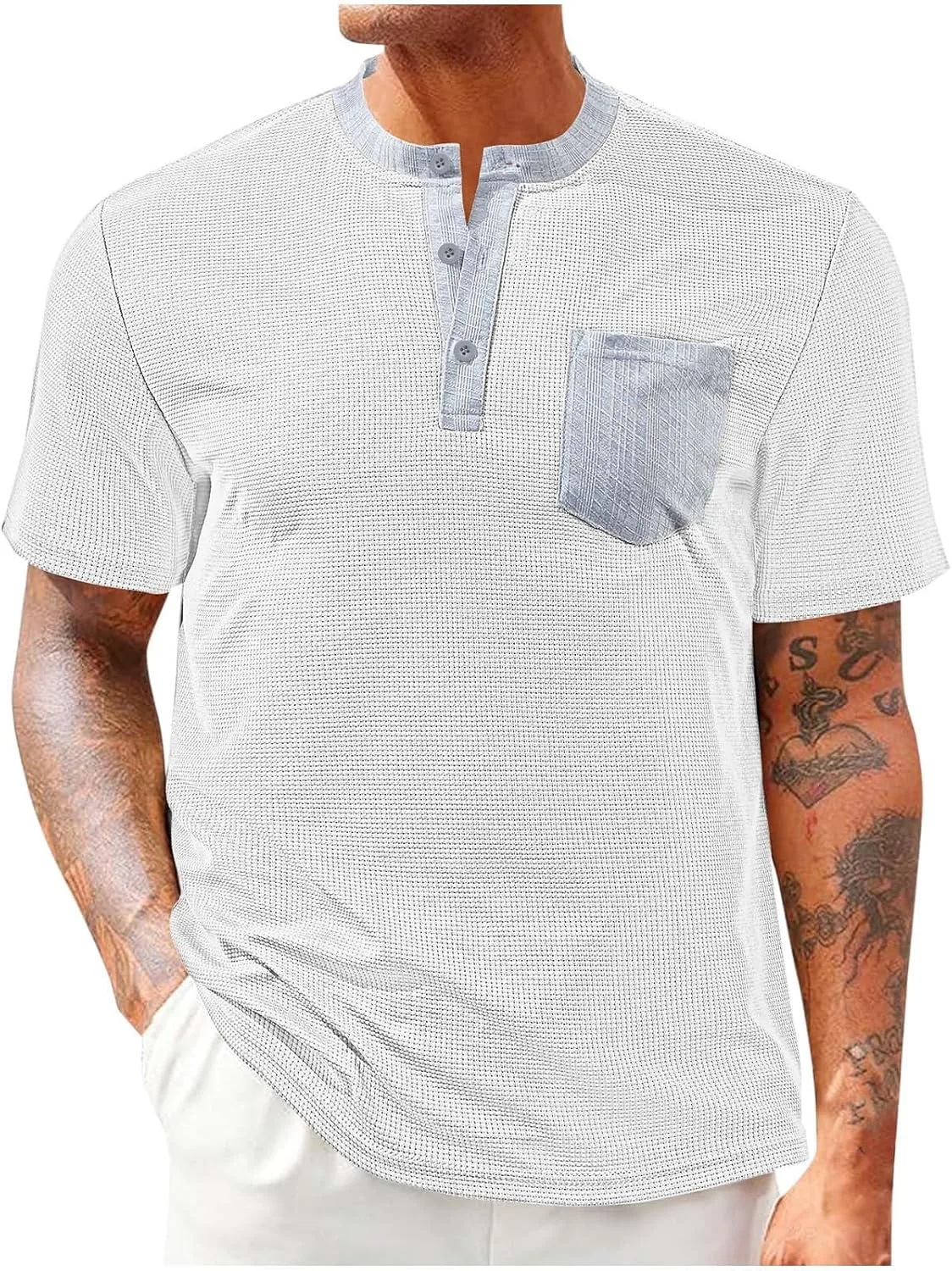 

Мужская футболка Henley с цветными блоками, короткий рукав, Casual Cambkatl