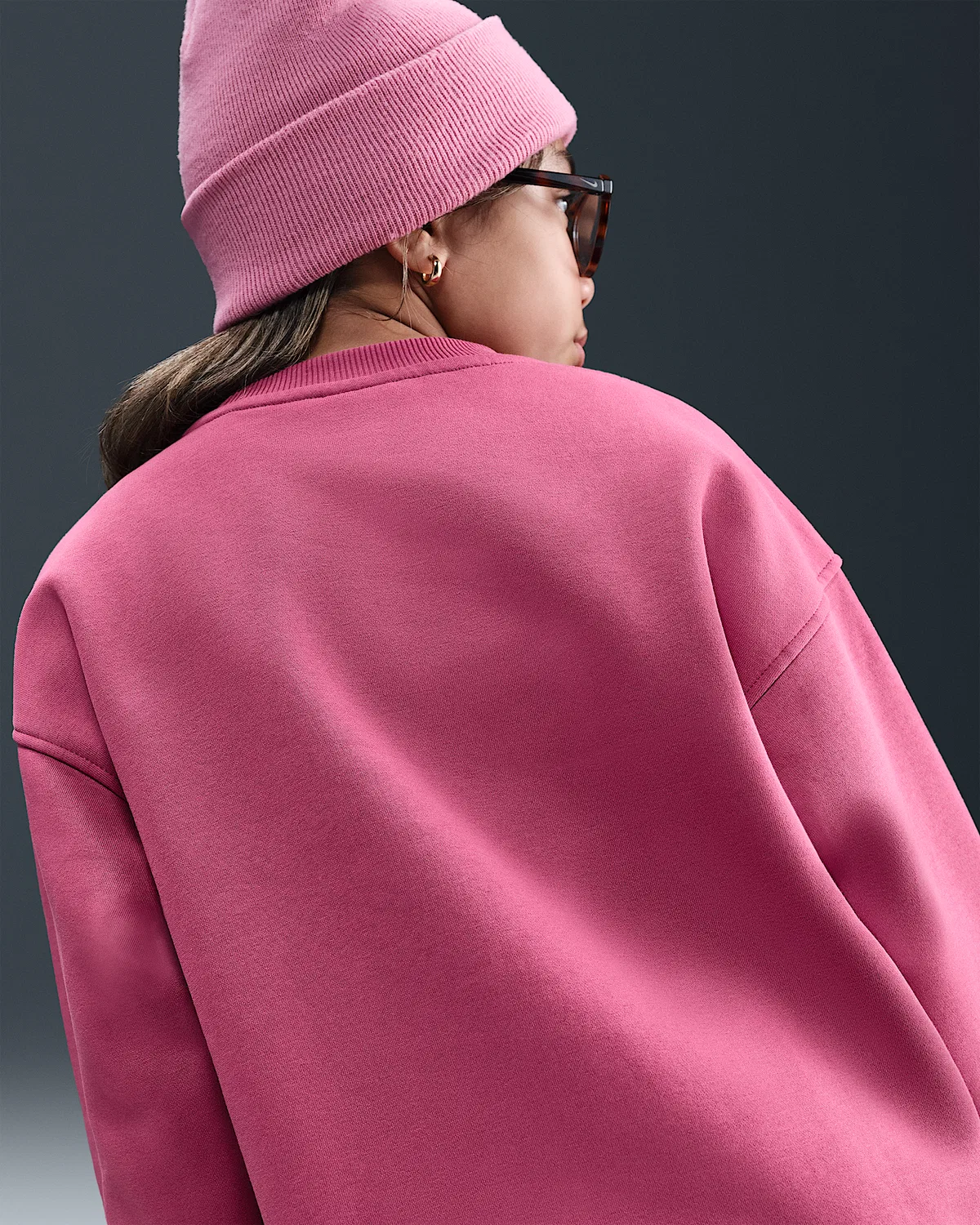 Детская увеличенная толстовка Nike Sportswear Club Fleece, Sweet Beet/Sweet Beet/White — фото 2