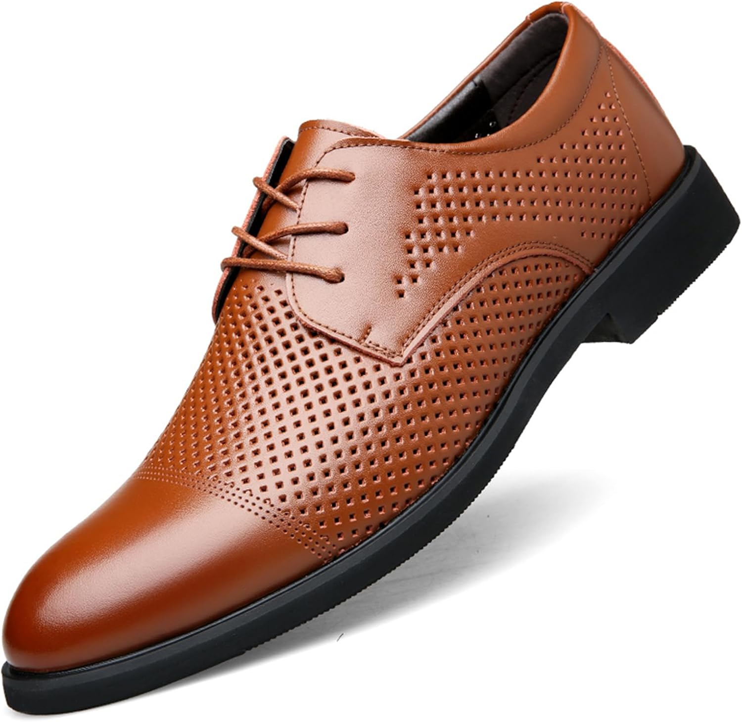 

Мужские современные оксфорды с крыльями, классические шнурованные деловые и повседневные туфли для работы и свадьбы Abborora, коричневый