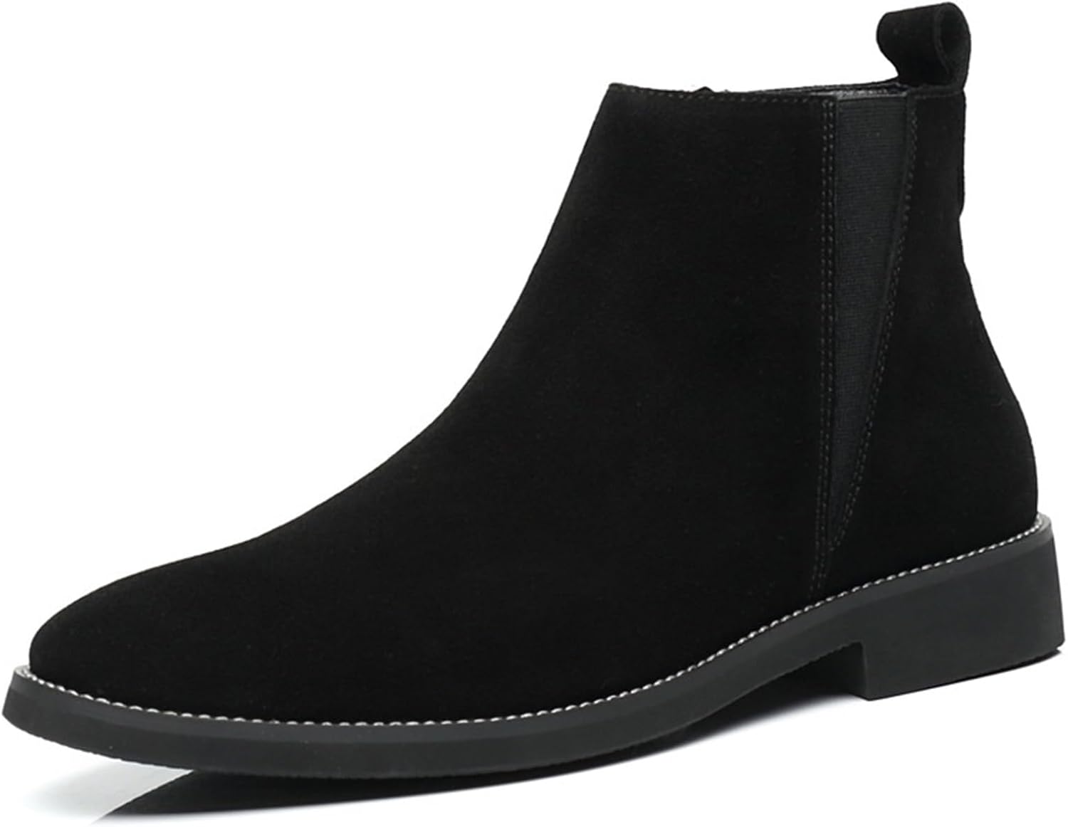 

Мужские ботинки Челси из замши с боковой молнией, деловые формальные ботинки, повседневные деловые ботинки с массивным острым носком, ботинки на щиколотку для мужчин Generic, черный