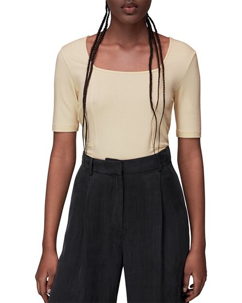 

Футболка с квадратным вырезом Whistles, цвет Tan/Beige