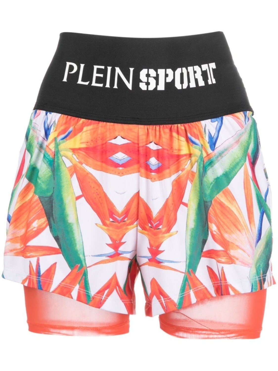 

Plein Sport двухслойные шорты с цветочным принтом, черный