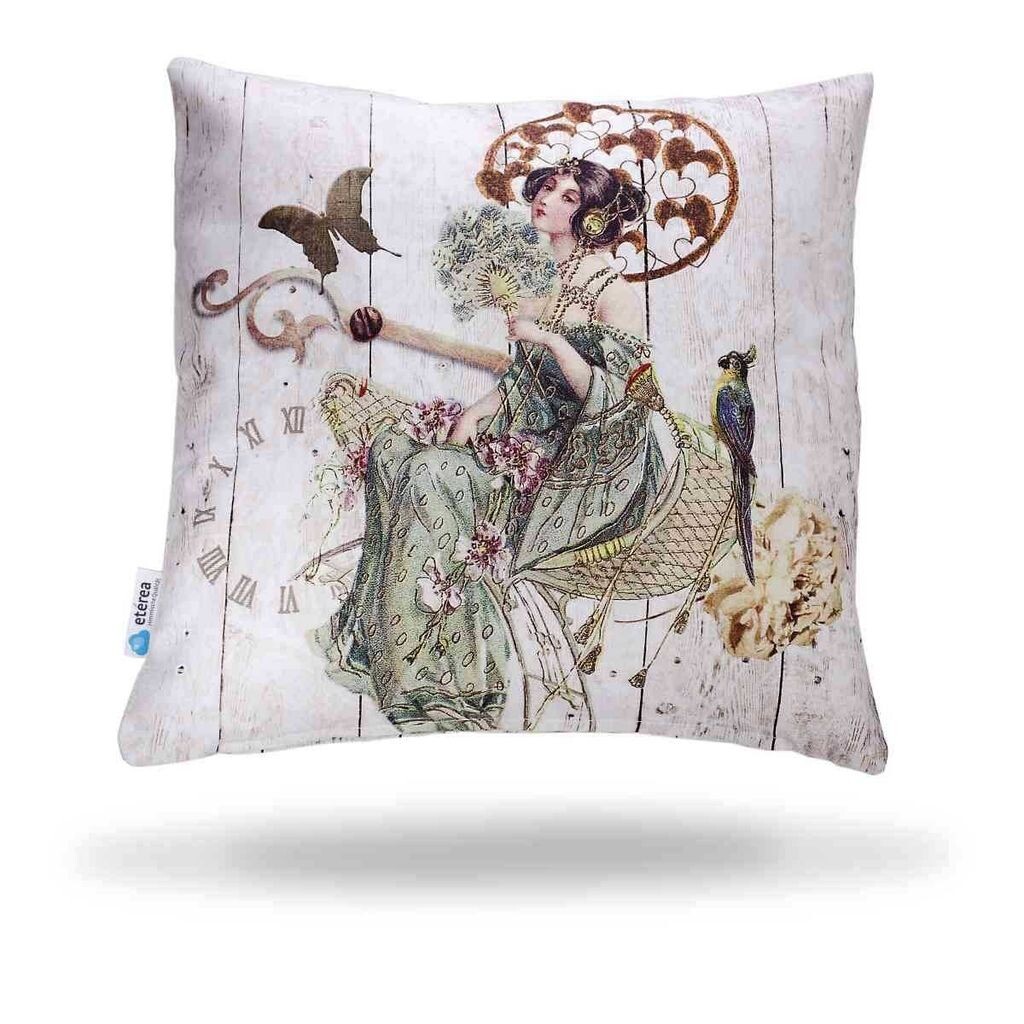 

Etérea Хлопковая декоративная подушка Vintage Japan Lady Green 40 x 40 см - Декоративный чехол на подушку без наполнителя - Стандартный чехол на подушку Oekotex для дивана Гостиная Спальня на молнии Etérea Himmlische Qualität