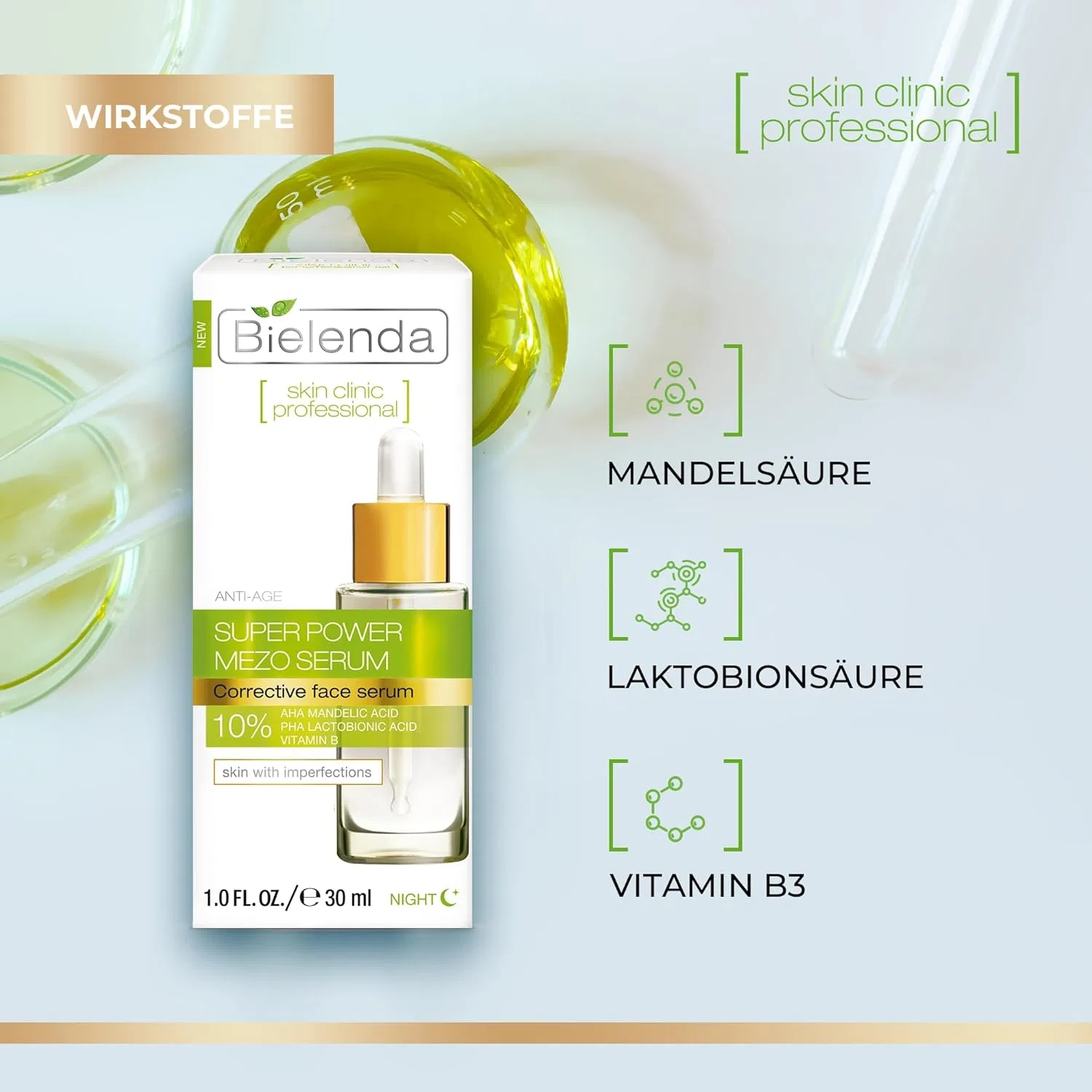 Сыворотка Bielenda — Корректирующая антивозрастная SKIN CLINIC PROFESSIONAL SUPER MEZO — фото 3