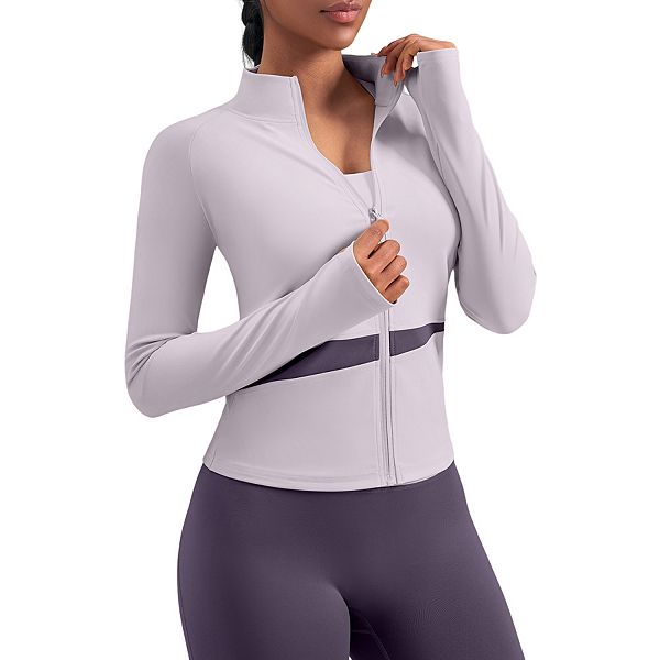 

Женская куртка для йоги с высоким воротом и облегающим кроем Prettypetal, Changrong Purple
