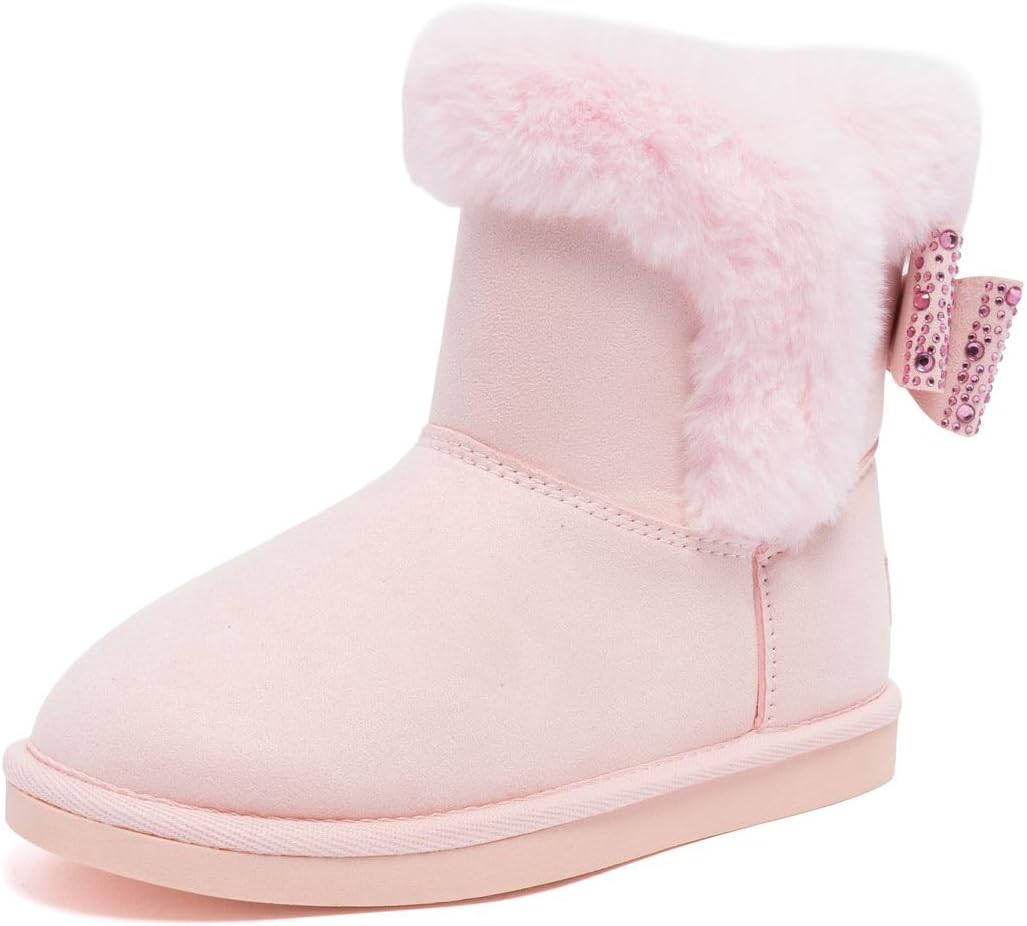 

Зимние сапоги Juicy Couture для девочек, теплые с утеплителем, модные ботильоны средней высоты, наружная обувь для снега для малышей/маленьких детей/старших детей, Blush-Kizzy