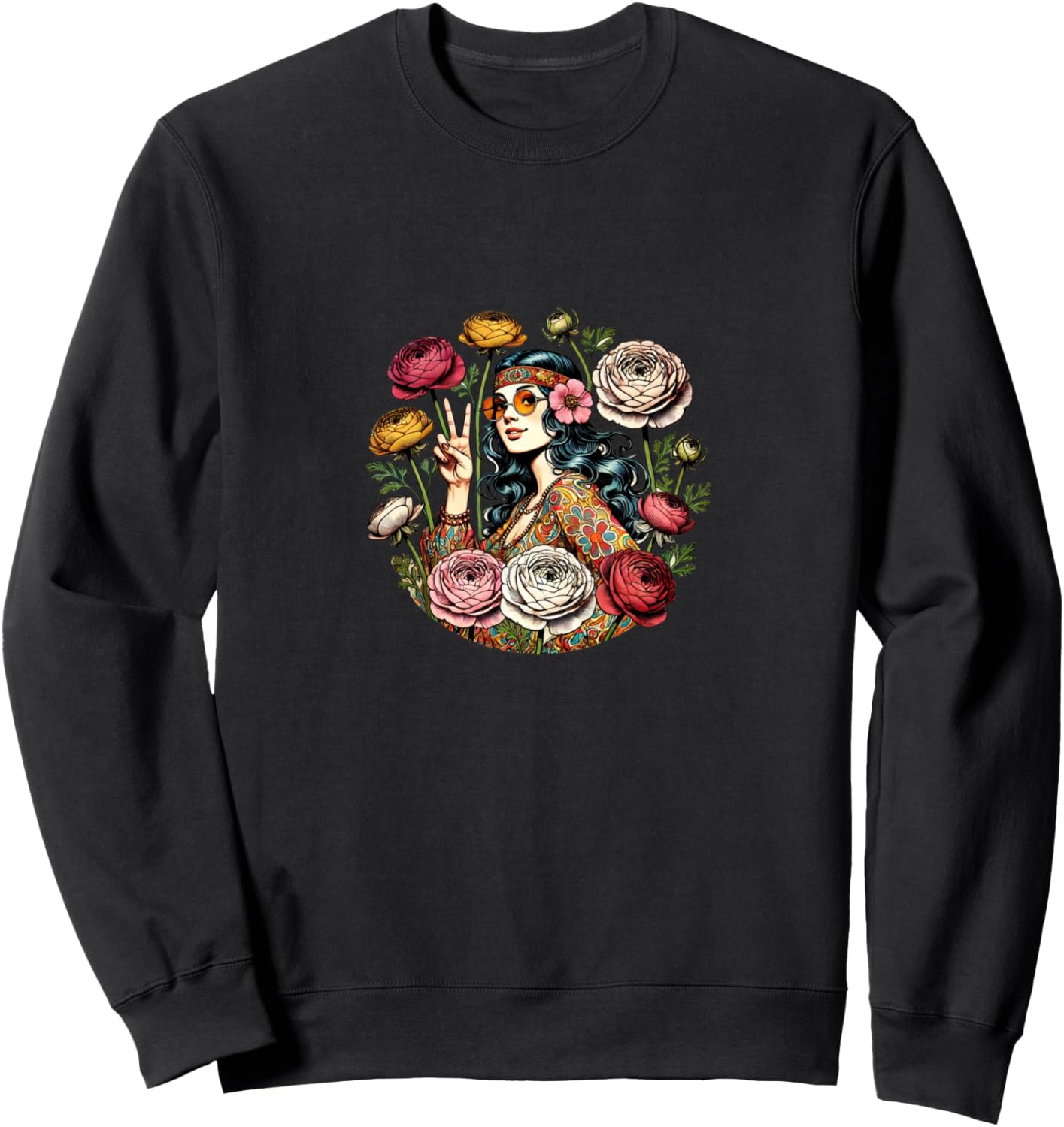 

Толстовка с изображением символа мира и богини хиппи Hippies Lovers Snugg, черный
