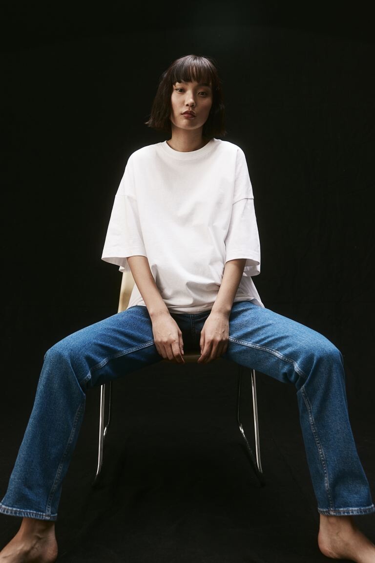 

Прямые высокие джинсы Mama H&M, синий