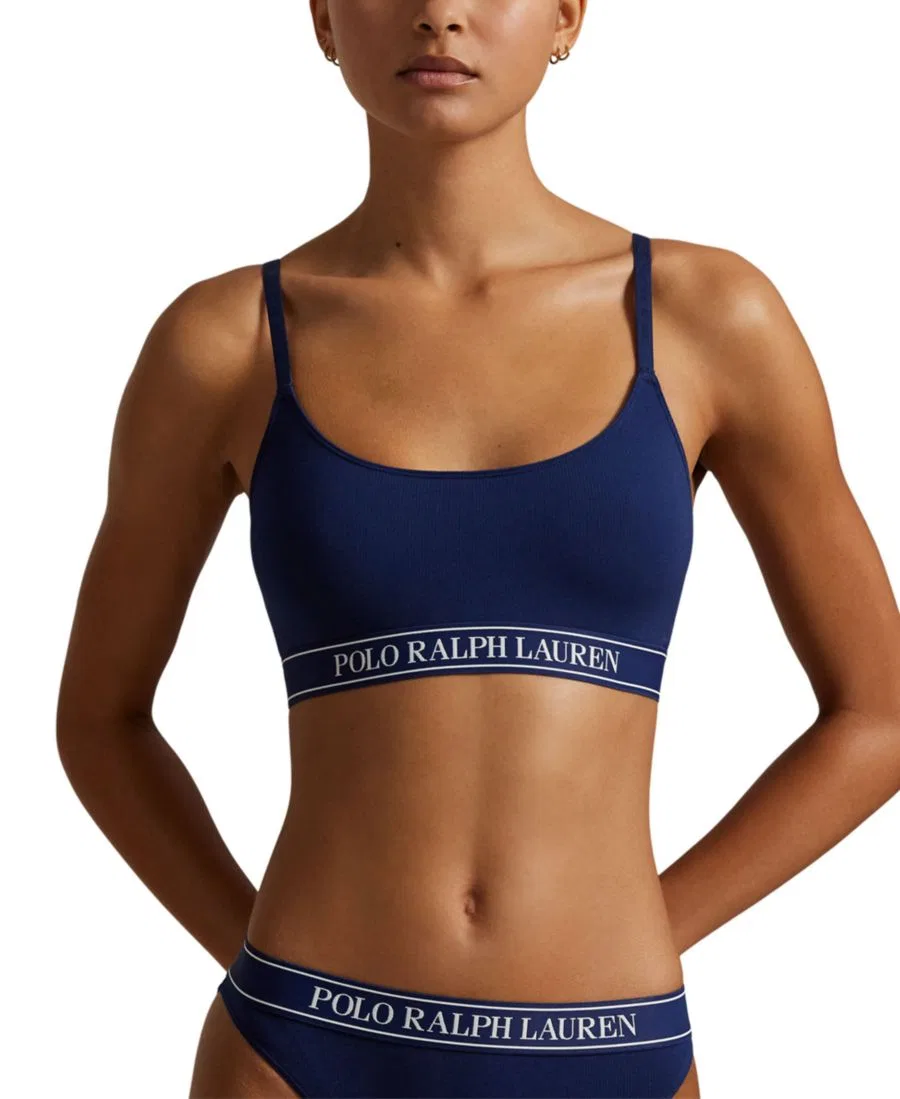 Женский бюстгальтер-топ с вырезом-лодочкой Polo Ralph Lauren, темно-синий — фото 2