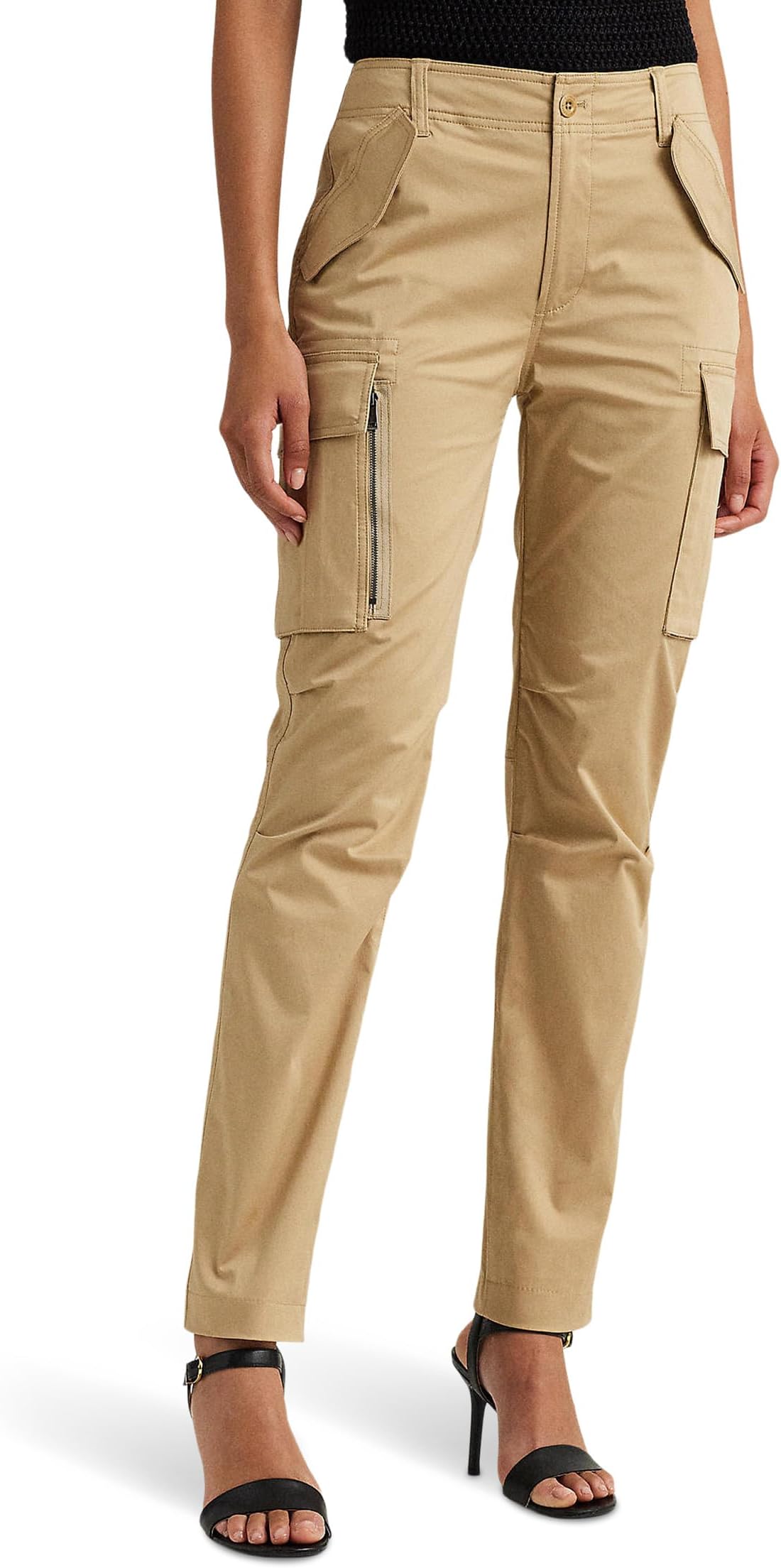 

Брюки Lauren Ralph Lauren Petite Cotton Sateen Cargo Pants, цвет Birch Tan