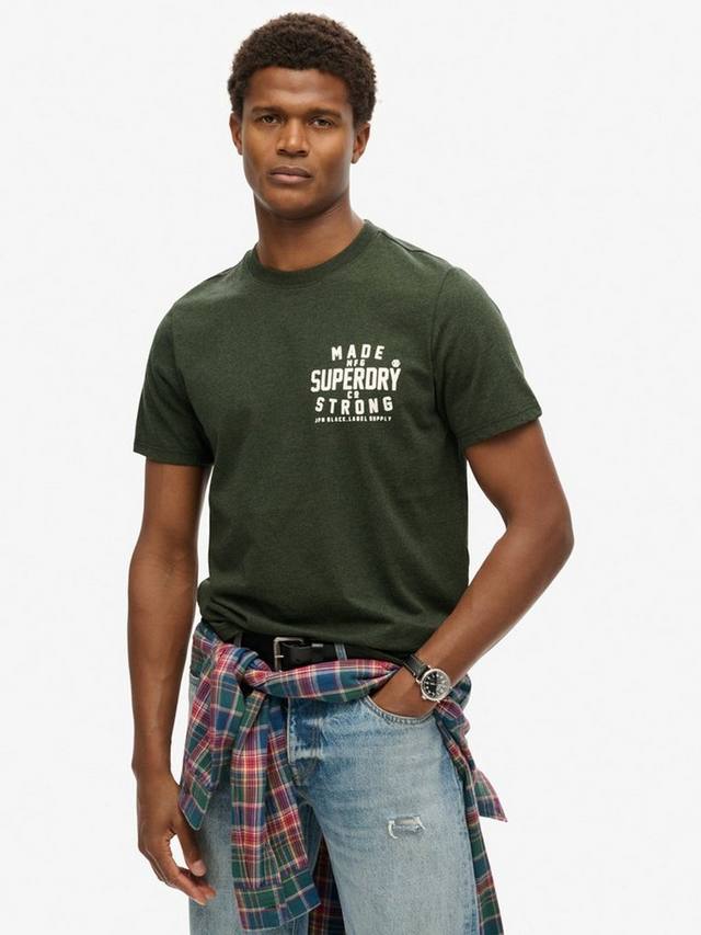

Футболка с круглым вырезом в рубчик Superdry, цвет Dark Olive Marl