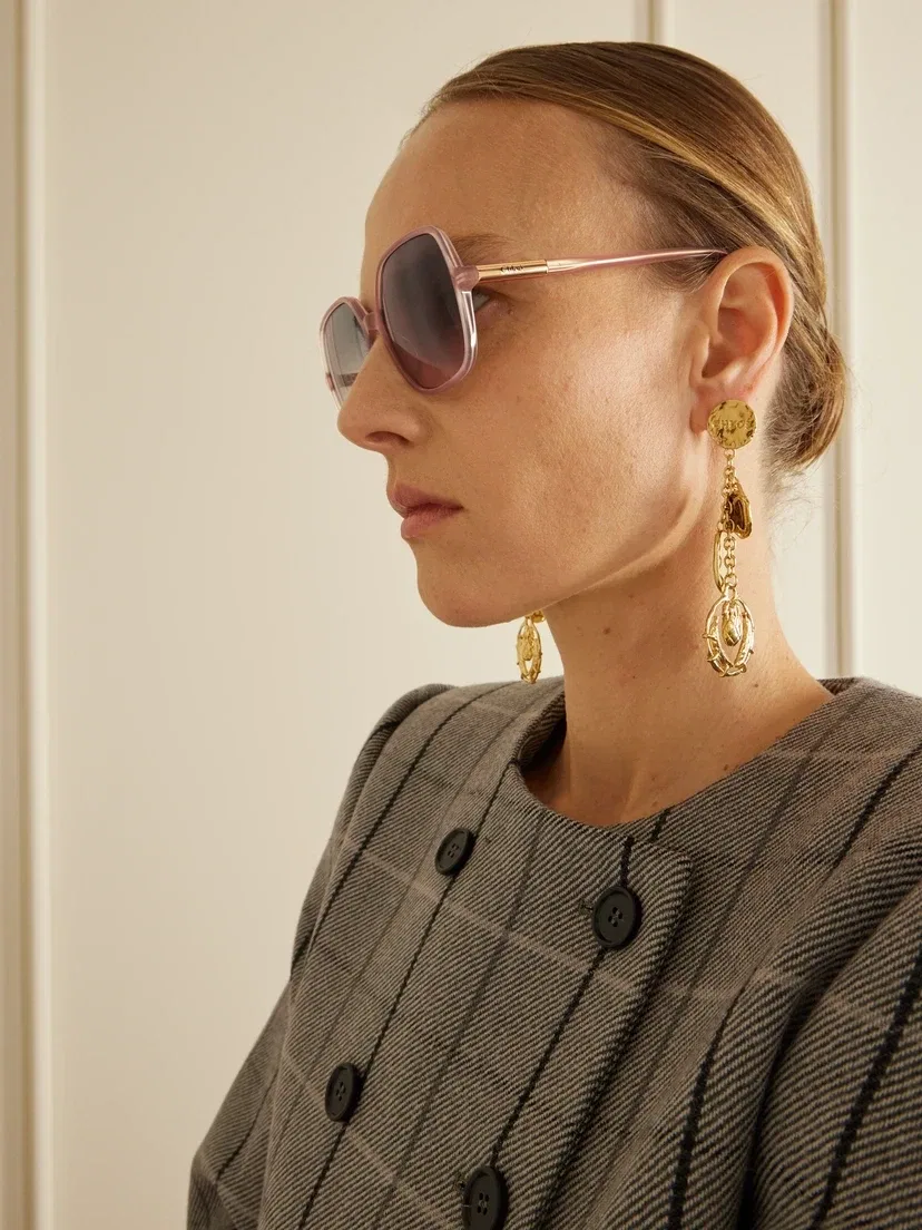 Круглые ацетатные солнцезащитные очки Judy Chloé Eyewear, розовый — фото 4