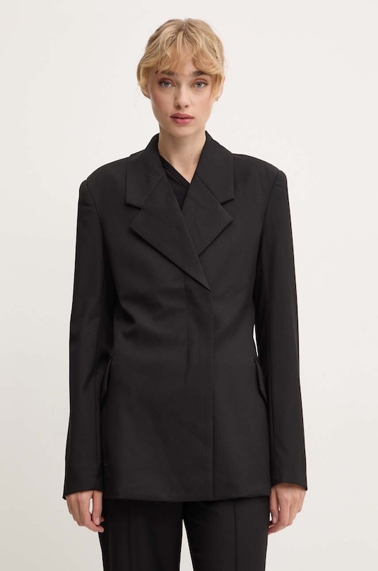 

Приталенный блейзер с добавлением шерсти Fitted Blazer Remain, черный