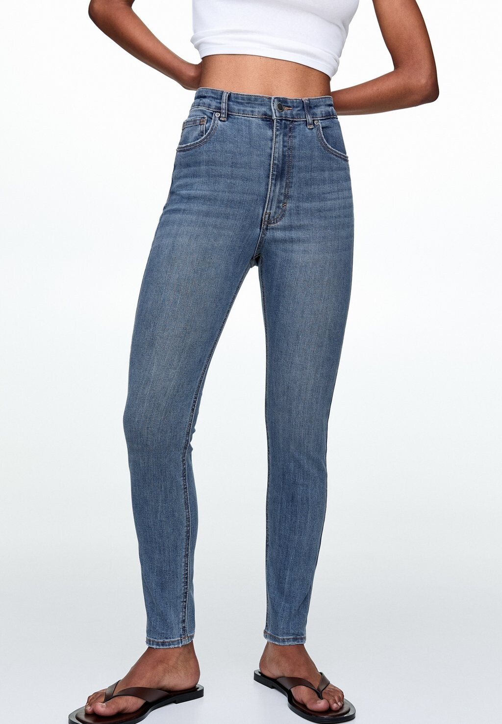 

Джинсы скинни HIGH WAIST PULL&BEAR, синий деним