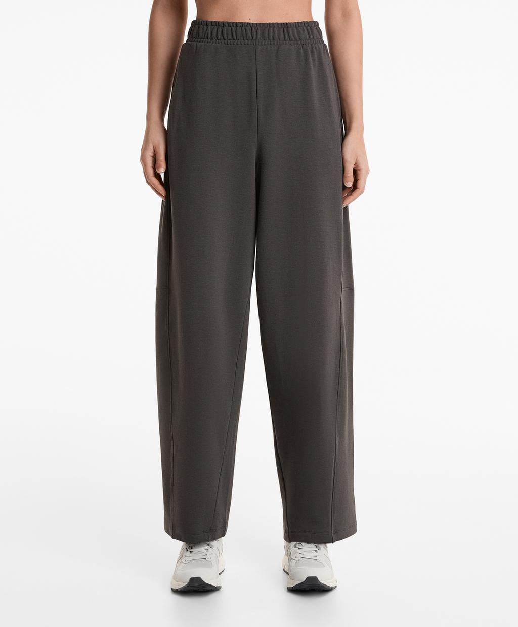 

Широкие брюки с прямыми штанинами из хлопка и модала Oysho, цвет Dark Lead Grey