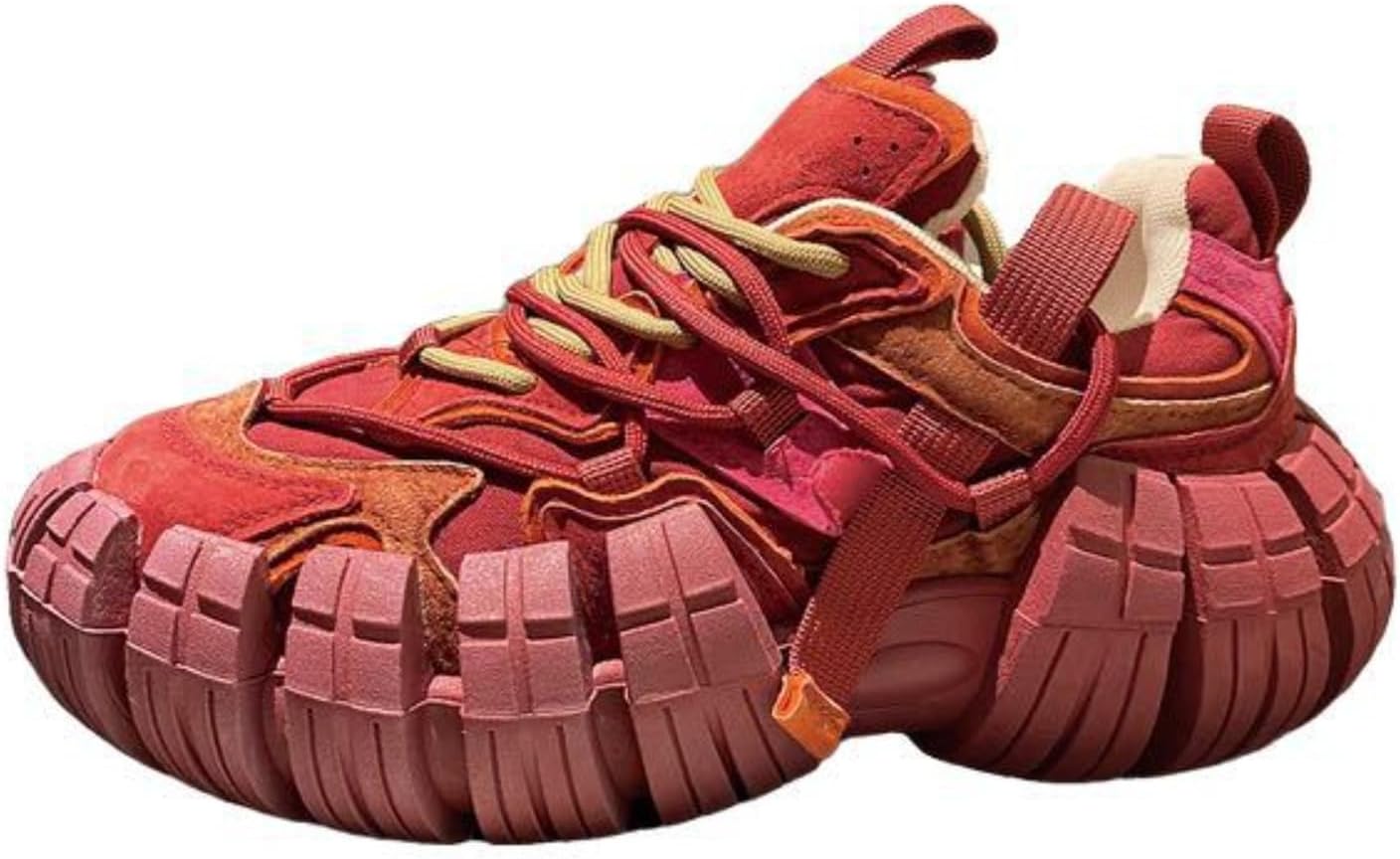 

Мужские массивные кроссовки в стиле 'папа' - ретро-спортивные кеды с подошвой с рисунком протектора, увеличивающей рост конструкции и амортизацией для ежедневной ходьбы Azttoztto, красный