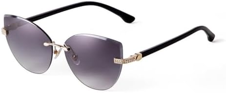 

Винтажные солнцезащитные очки «кошачий глаз» без оправы для женщин, безрамочные очки с градиентными линзами, модные солнцезащитные очки большого размера для мужчин MTZJH, C1 Gray