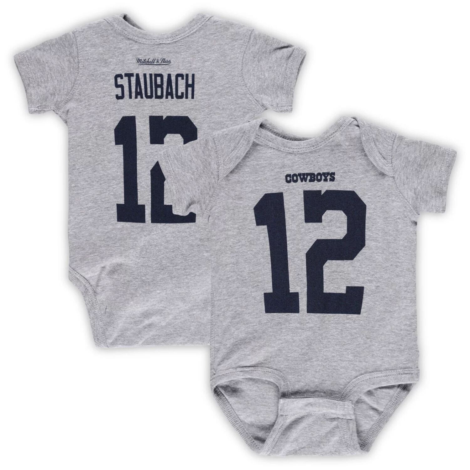 

Новорожденные и младенцы Mitchell & Ness Roger Staubach Хизер Грей Даллас Ковбои Игрок на пенсии Mainliner Боди с именем и номером Unbranded