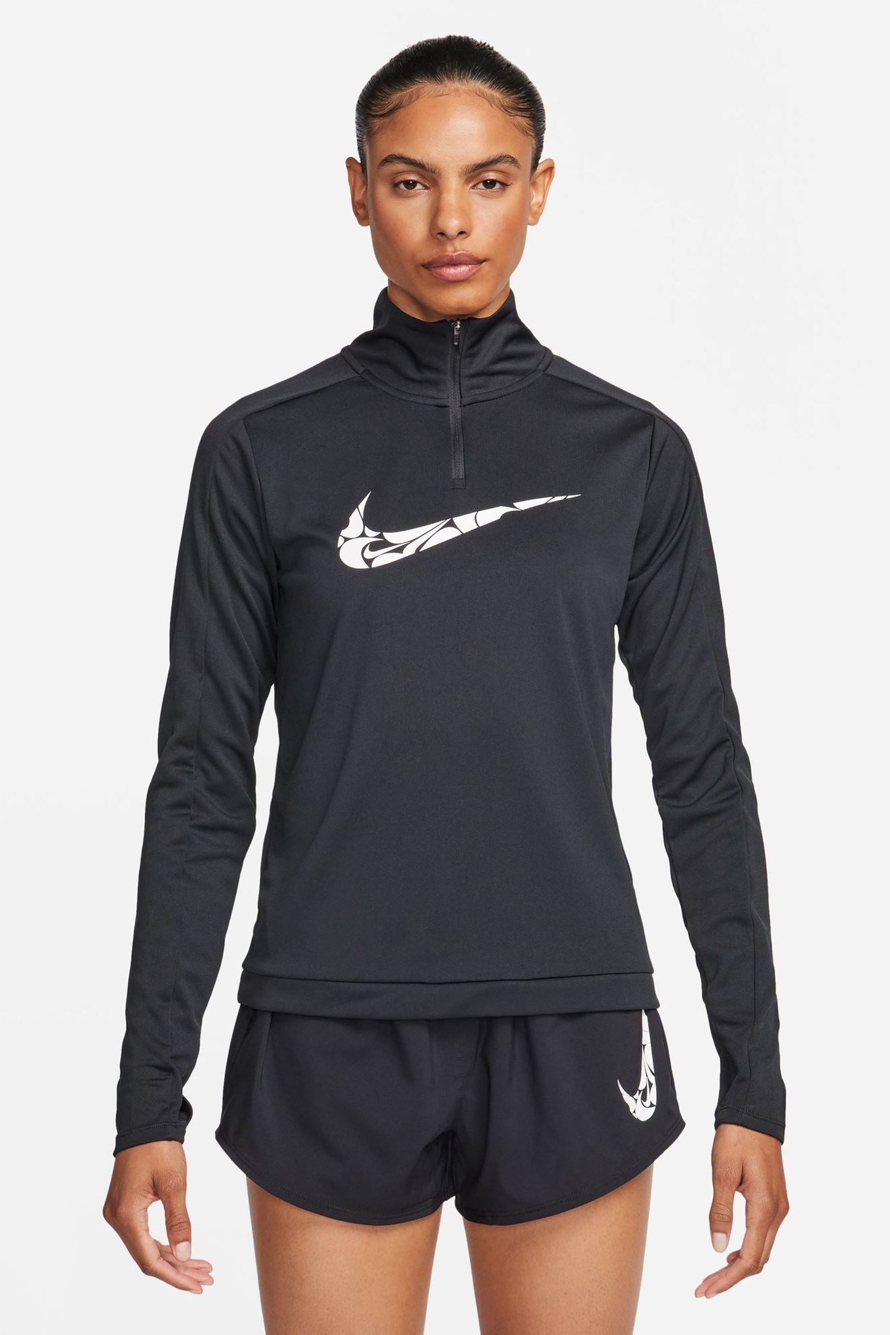 

Средний слой с полумолнией Swoosh dri fit Nike, черный