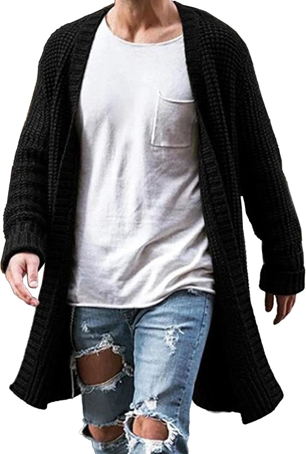 

Мужской кардиган с открытой передней частью, slim fit, вязаный