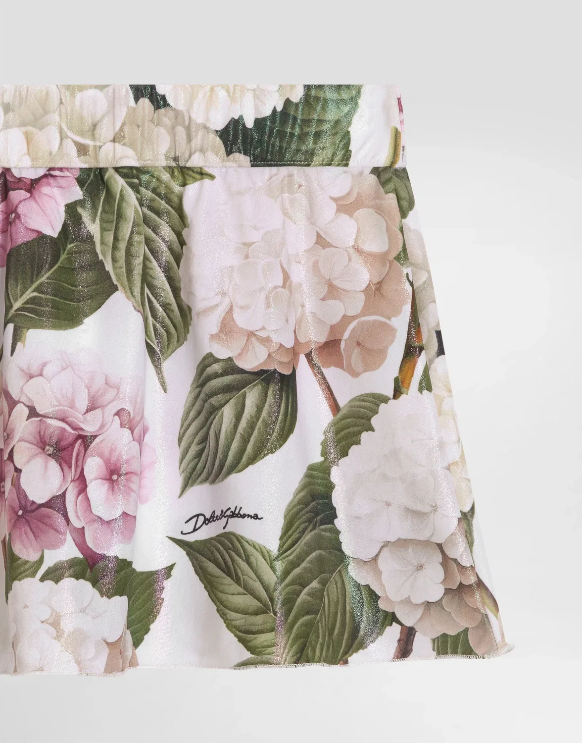 Короткая юбка с принтом гортензии DOLCE & GABBANA, бежевый — фото 3