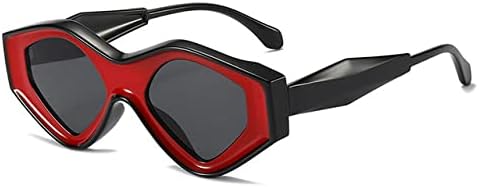 

Винтажные многоугольные солнцезащитные очки для женщин, разноцветные двухцветные солнцезащитные очки для мужчин, нестандартной формы, защита от ультрафиолета UV400 MTZJH, C4blackred-black