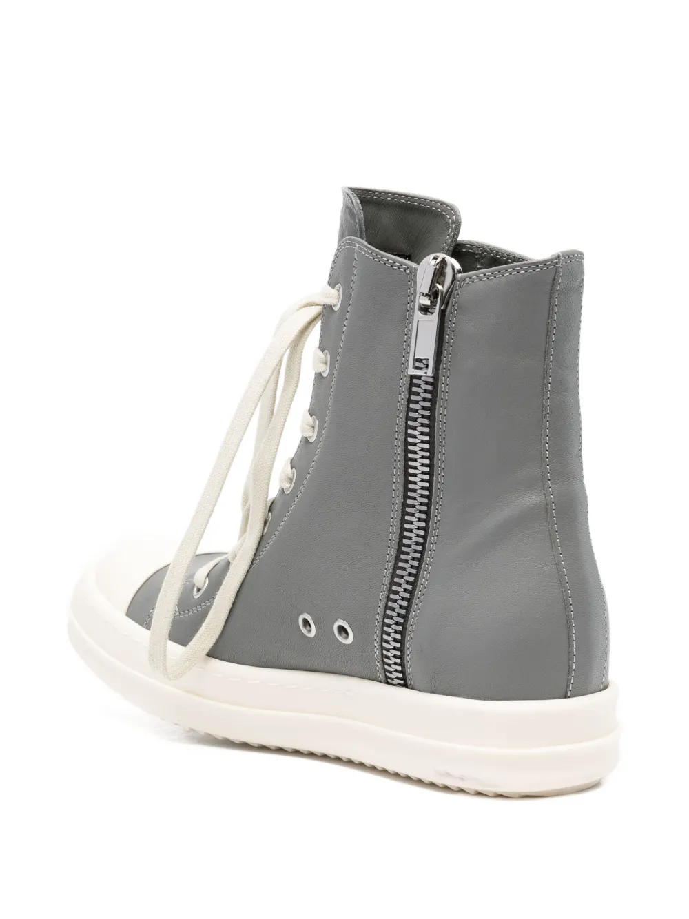Голливудские кожаные кроссовки Rick Owens, серый — фото 3
