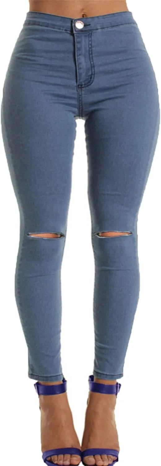 

Andongnywell женские джинсы slim stretch с потертостями