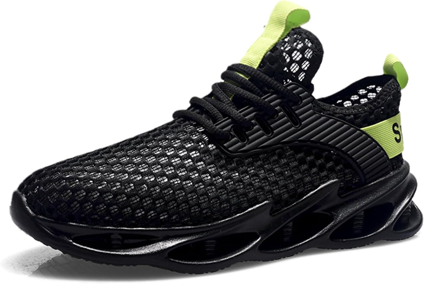 

Мужские кроссовки Abborora с дышащей сеткой, легкие с амортизацией, без шнурков, для бега, черный/зеленый