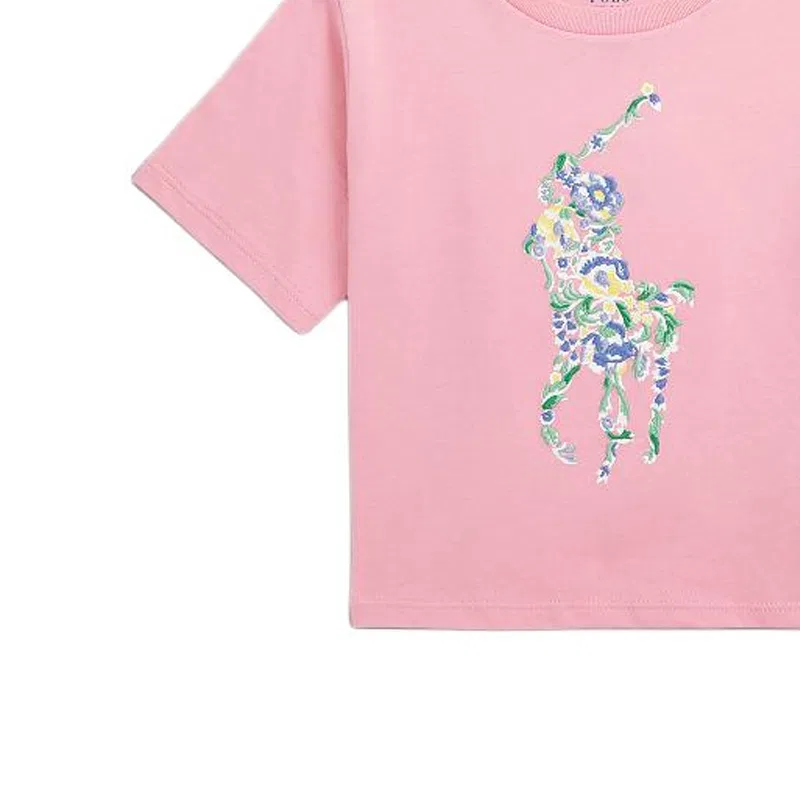 Футболка Polo Ralph Lauren детская розовая — фото 4