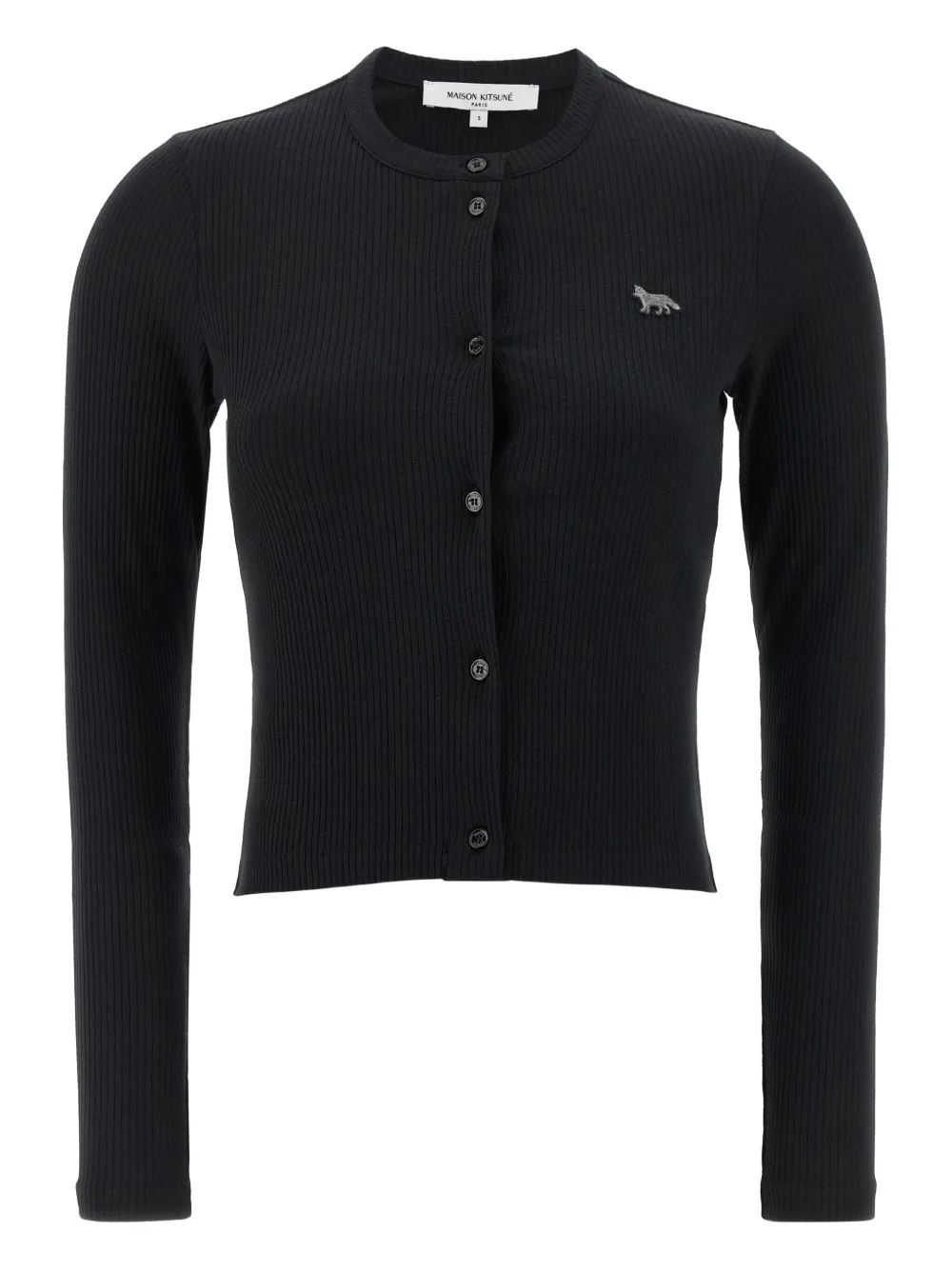 

Вязаный кардиган с нашивкой "Лисенок" Maison Kitsuné, черный