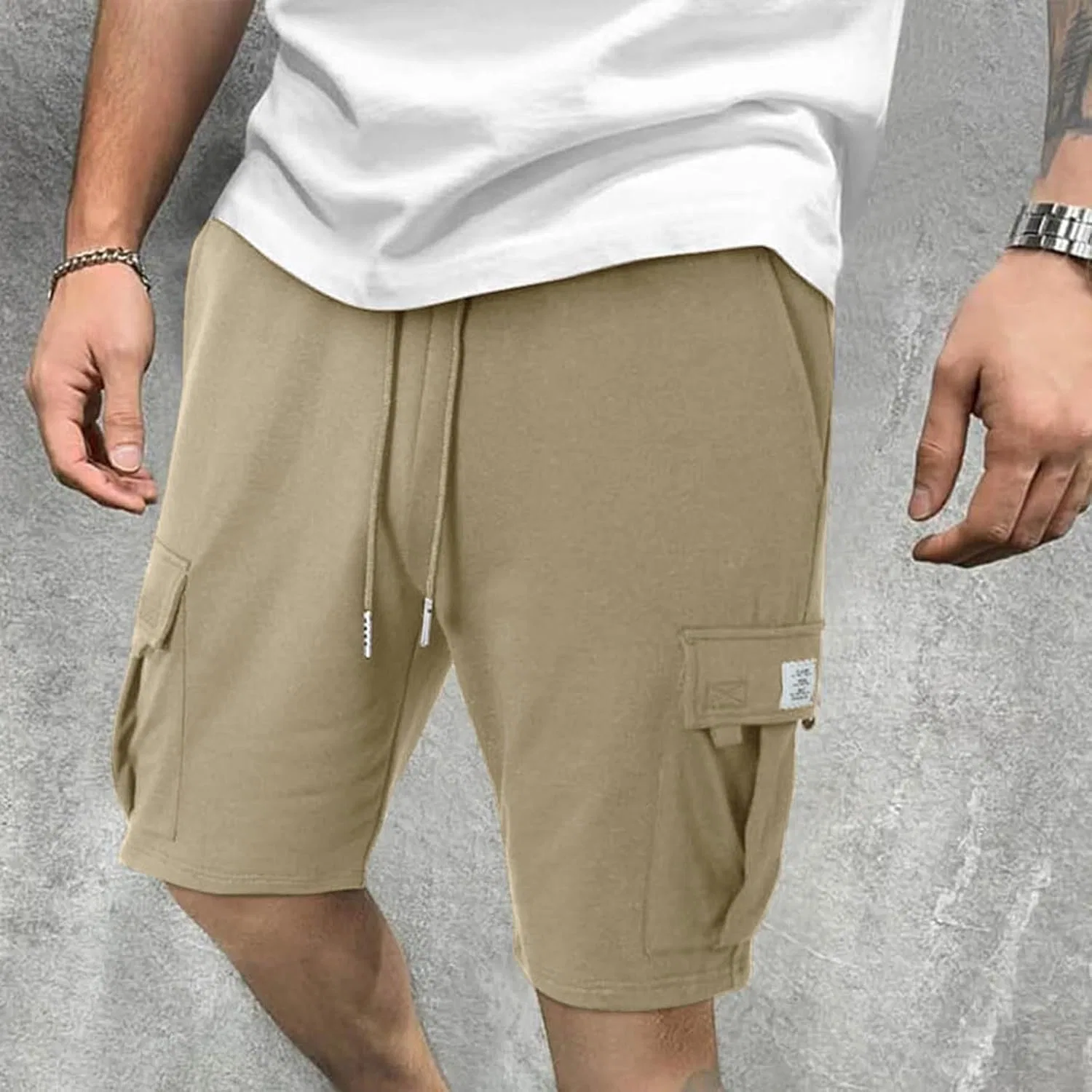 Шорты для активного отдыха мужские Athletic Outdoor Shorts с множеством карманов, A01_khaki — фото 3
